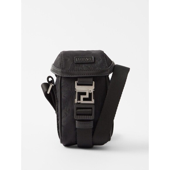Versace Neo Jacquard Barocco Nylon Leather Trim Small Crossbody Bag NWT $775 - Picture 1 of 12